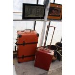 TWO RETRO STYLE GLOBE TROTTER SUITCASES