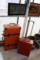 TWO RETRO STYLE GLOBE TROTTER SUITCASES