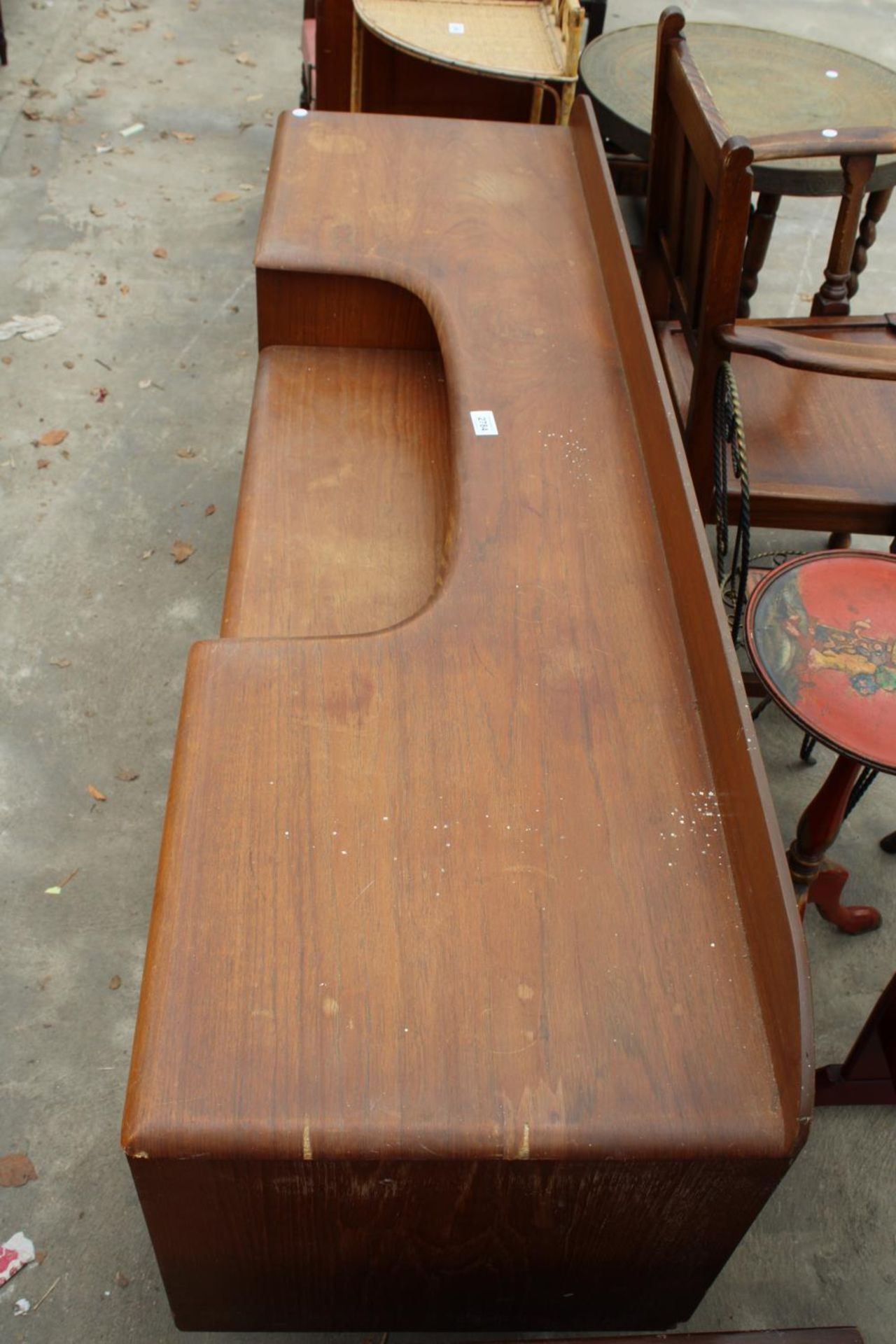 A RETRO TEAK DRESSING TABLE BASE, 57" WIDE - Image 4 of 4