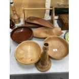 SEVEN ITEMS OF HANDCRAFTED WOOD BY GORDON WARR WITH LETTER OF PROVENANCE TO INCLUDE BOWLS,