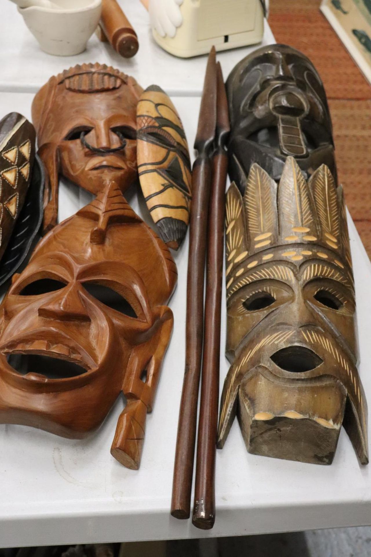 A LARGE COLLECTION OF AFRICAN MASKS, ETC - Image 7 of 7