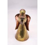 A VINTAGE COPPER AND BRASS ANGEL CANDLE HOLDER - APPROXIMATELY 24CM