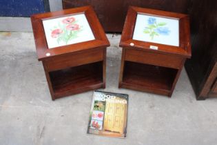 A PAIR OF GORDON WARR SMALL LAMP TALBES, ENCLOSING TWO WATER COLOURS SIGNED BARBARA WARR
