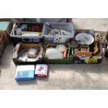 AN ASSORTMENT OF HOUSEHOLD ITEMS TO INCLUDE CERAMICS, TRAYS AND CAMERAS ETC