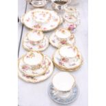 A "HAMMERSLEY" PART TEA SET TO INCLUDE A FURTHER "OLD COUNTRY ROSE" TEACUP AND WEDGWOOD SAUCER.