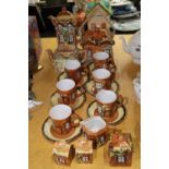 A VINTAGE PRICES, 'COTTAGE' TEASET TO INCLUDE A TEAPOT, COFFEE POT, STORAGE POT, CUPS, SAUCERS, A