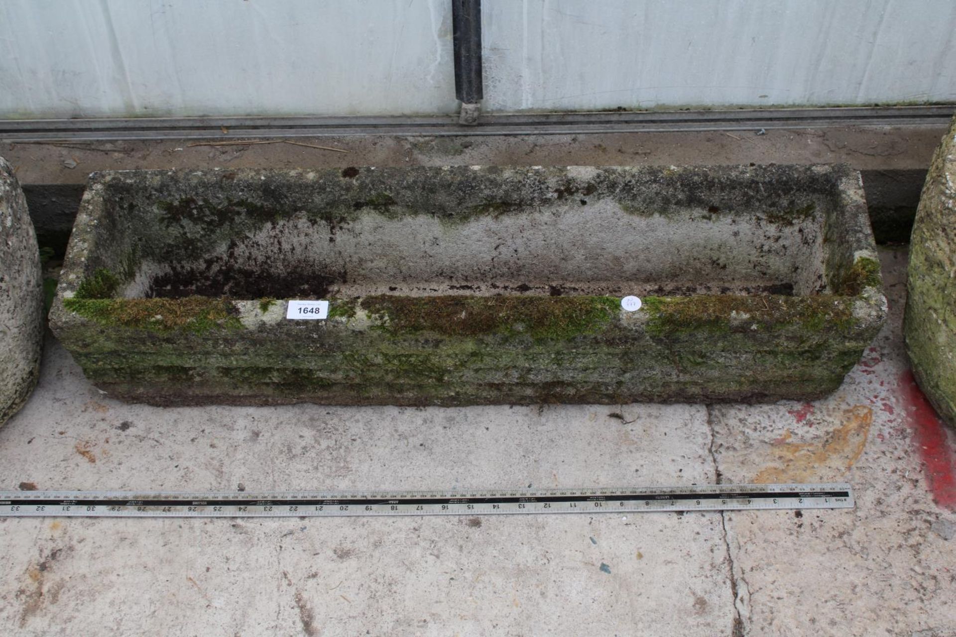 A RECTANGULAR RECONSTITUTED STONE TROUGH PLANTER (L:80CM) - Image 2 of 2