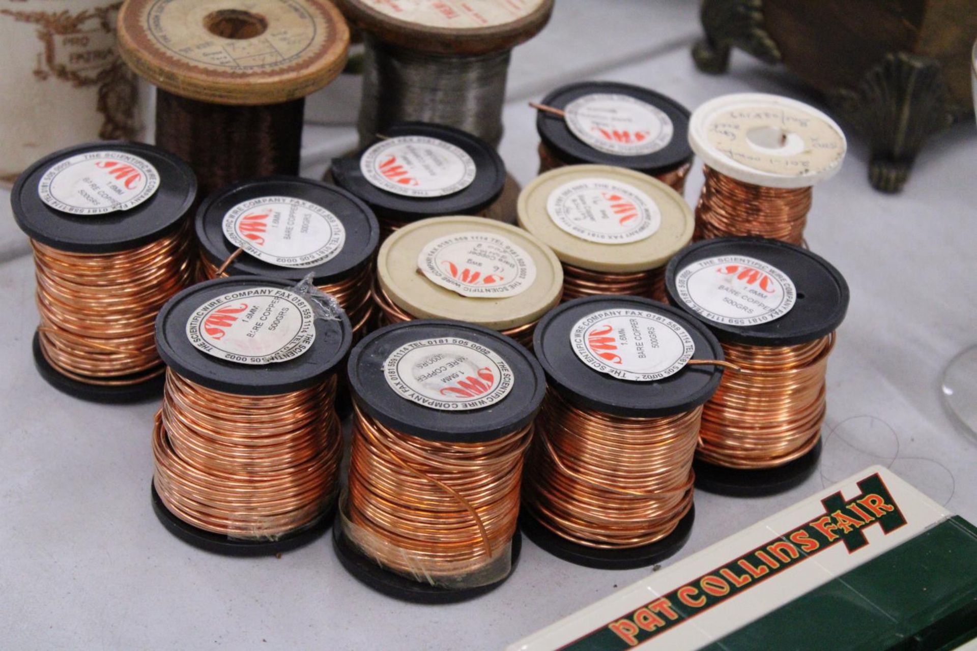 TWELVE SPOOLS OF COPPER WIRE AND ONE SPOOL OF IRON WIRE - Image 2 of 4