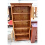 A MODERN PINE 5 TIER OPEN BOOKCASE, 33.5" WIDE