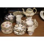 A QUANTITY OF VINTAGE TEAWARE TO INCLUDE QUEEN ANNE, 'SWEET VIOLETS', ETC, CUPS, SAUCERS, SIDE