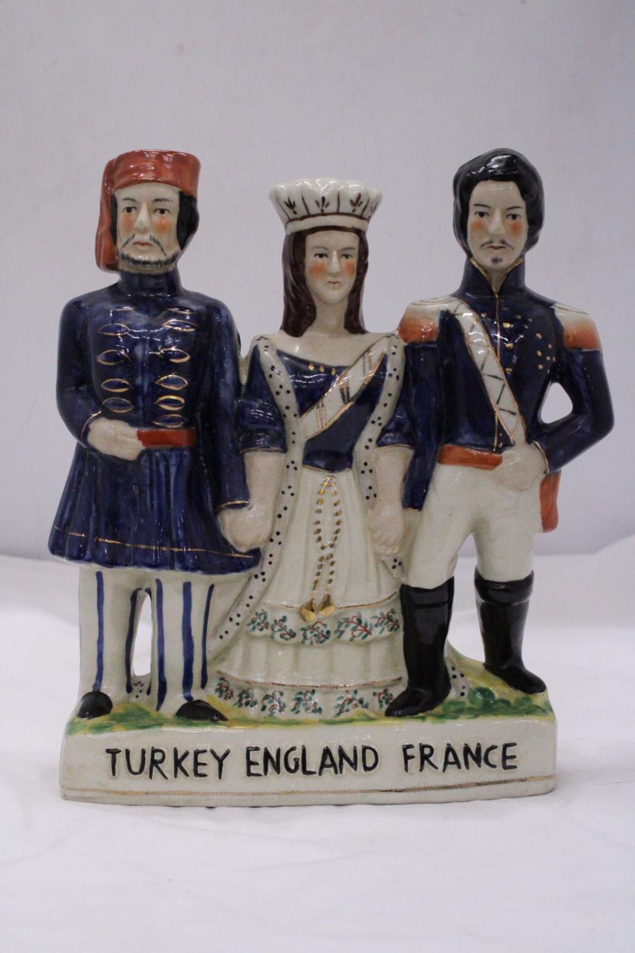 AN ALLIANCE STAFFORDSHIRE FIGURE GROUP FEFATURING, MEHJID, VICTORIA AND NAPOLEON III, HEIGHT 27CM, - Image 2 of 5