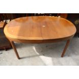 A RETRO TEAK AND CROSSBANDED EXTENDING DINING TABLE 60" X 39" (LEAF 21")