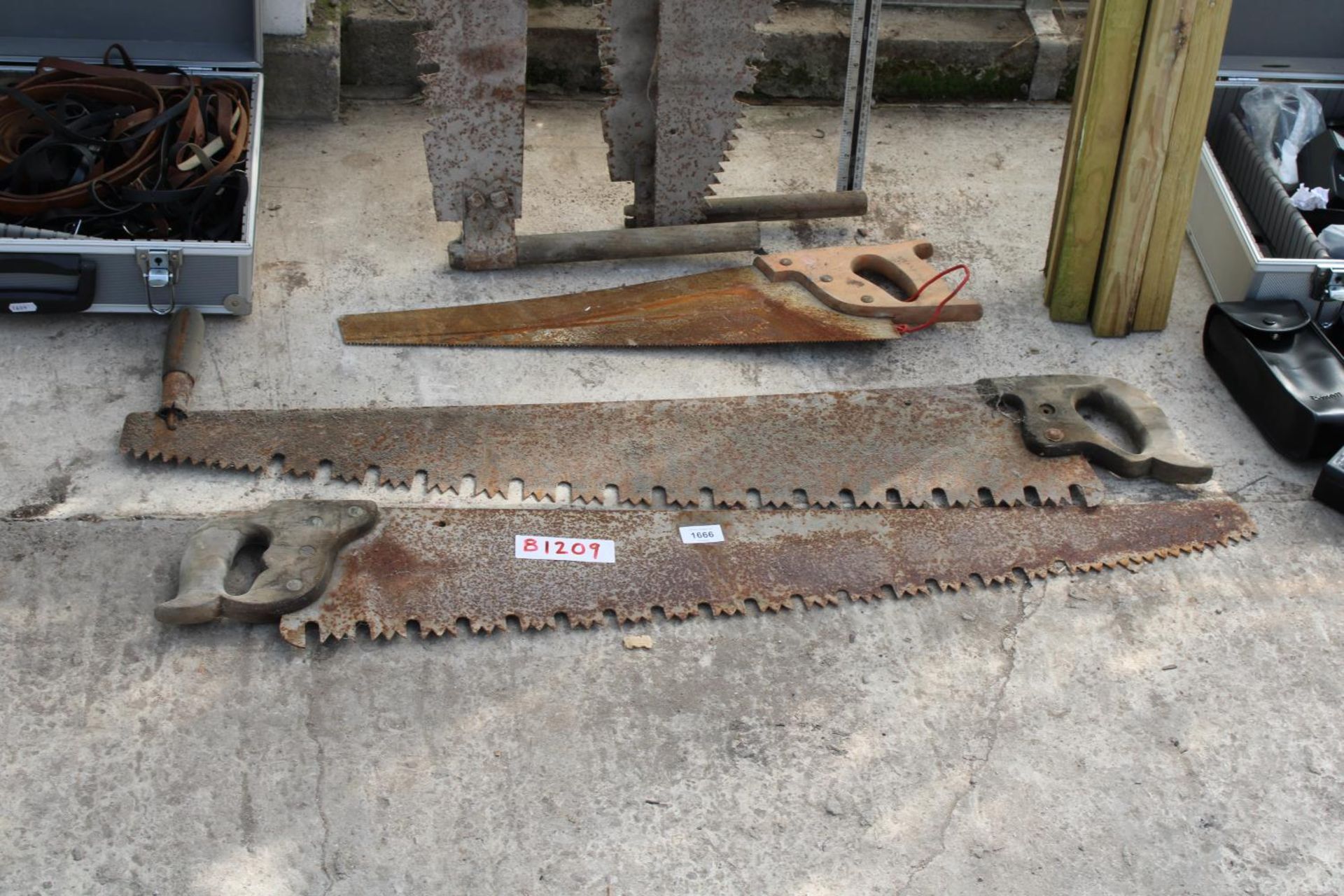 AN ASSORTMENT OF VARIOUS VINTAGE SAWS TO INCLUDE CROSS CUT SAWS ETC - Image 2 of 4