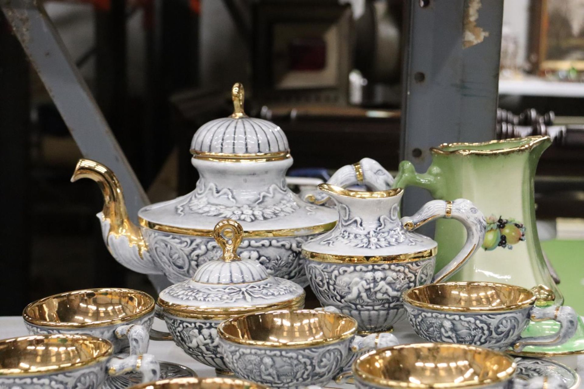 A R.CAPODIMONTE COFFEE SERVICE TO INCLUDE SIX CUPS AND SAUCERS, LARGE COFFEE POT, JUG AND SUGAR BOWL - Image 3 of 6