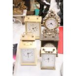 SIX MANTLE CLOCKS TO INCLUDE FIVE CARRIAGE CLOCKS