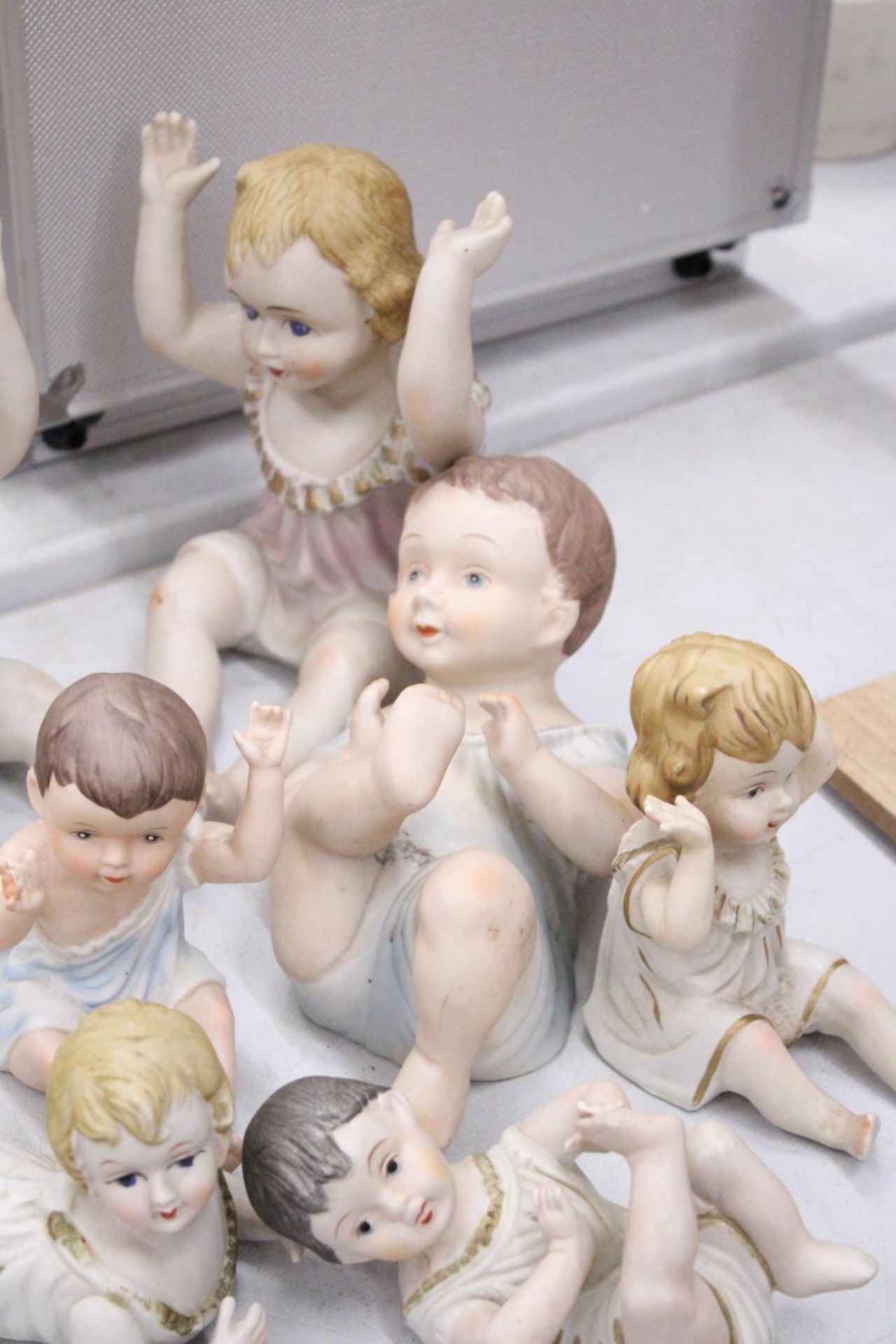 THREE LARGE AND FOUR SMALL ANTIQUE PORCELAIN, BISQUE DOLLS - Image 3 of 5