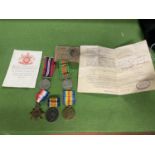 A WW1 MEDAL PAIR AWARDED TO 34260 PRIVATE E UNSWORTH R.A.M.C. TWO WWII MEDALS WITH PAPERWORK.