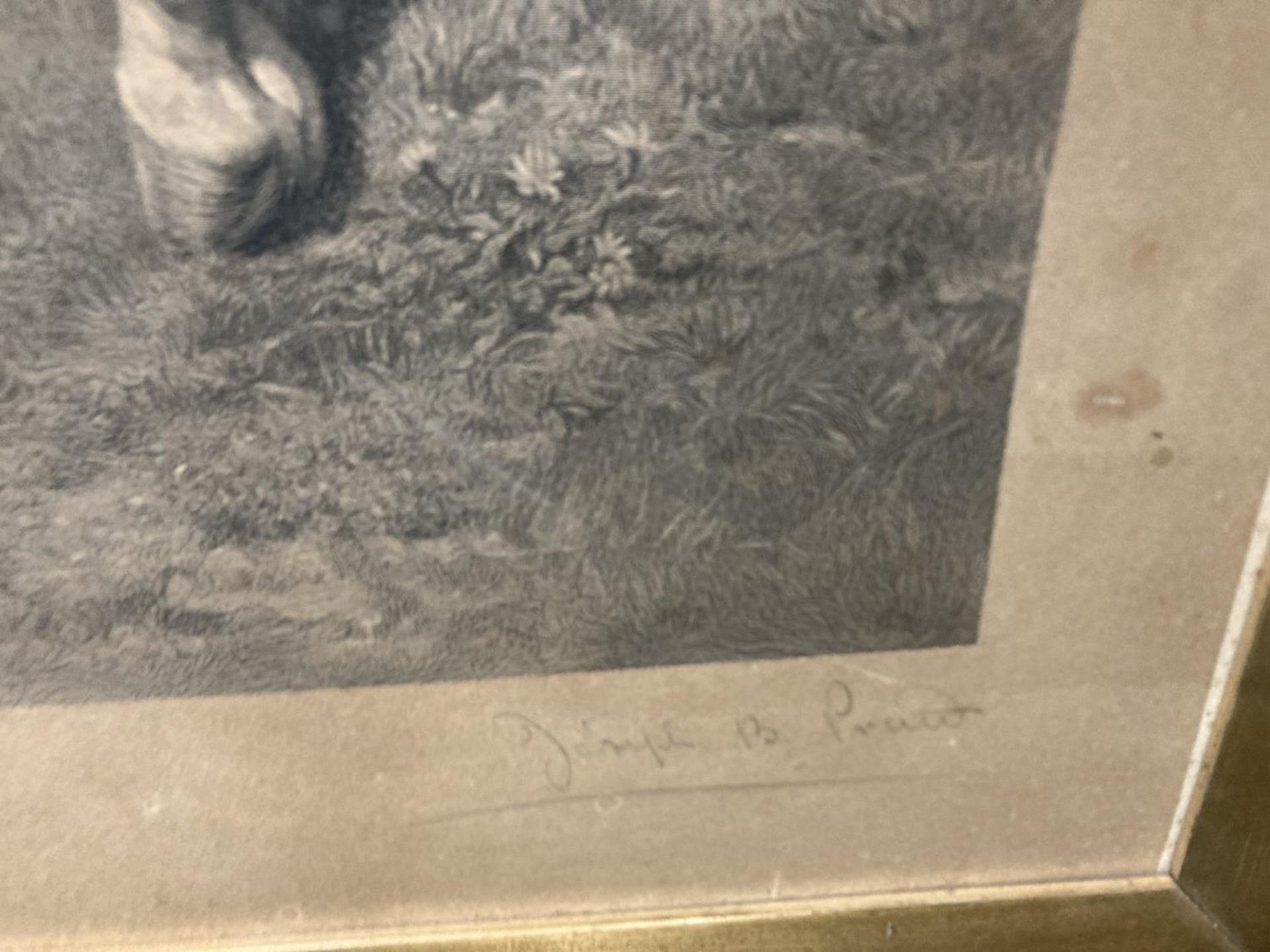 A FRAMED SIGNED PRINT OF A PAINTING BY ROSA BONHEUR OF TWO STALLIONS FIGHTING WITH GALLERY STAMP - Image 4 of 4