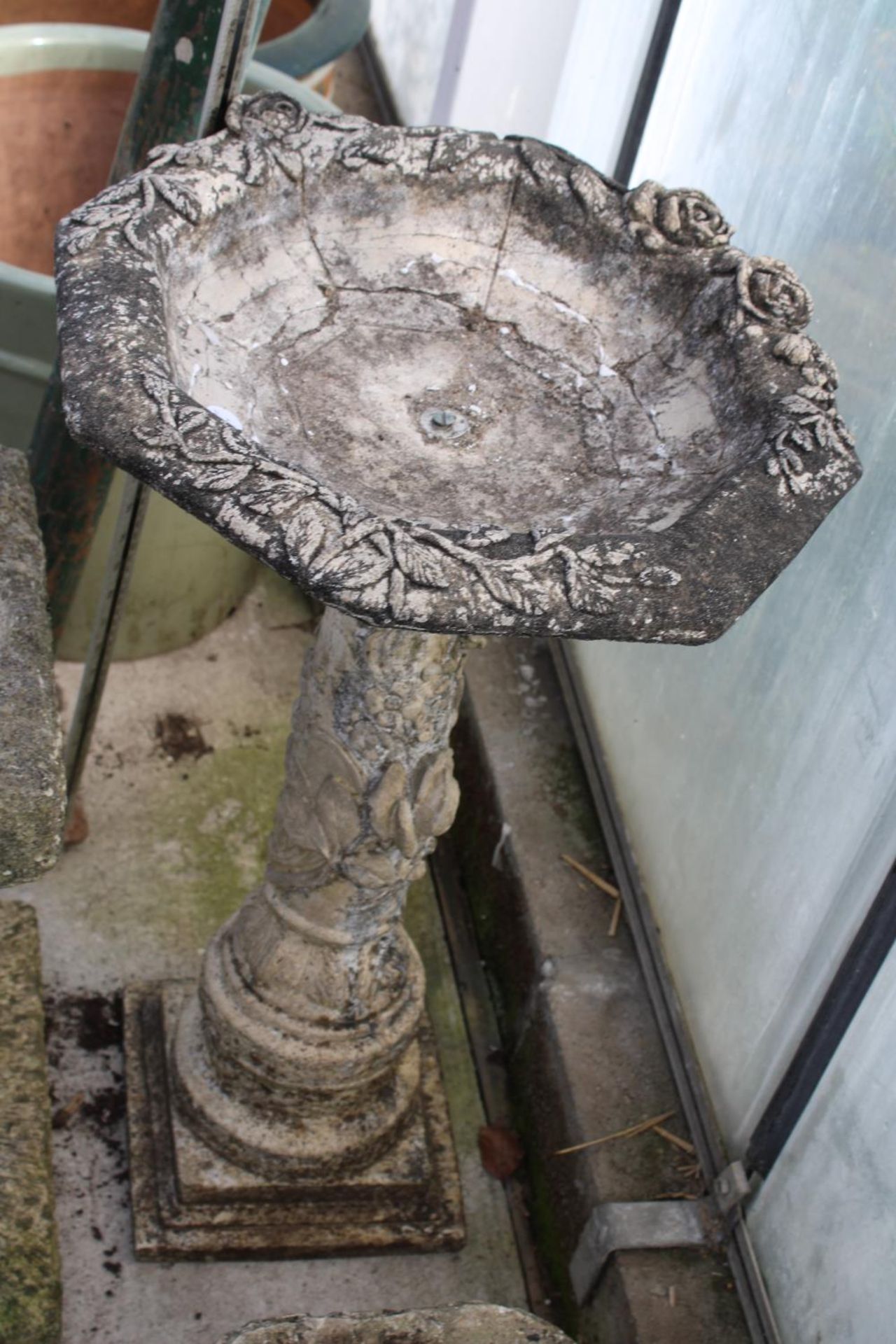 TWO RECONSTITUTED STONE BIRDBATHS WITH PEDESTAL BASES - Image 3 of 4