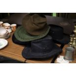 A SELECTION VINTAGE HATS TO INCLUDE COWBOY STYLE ETC