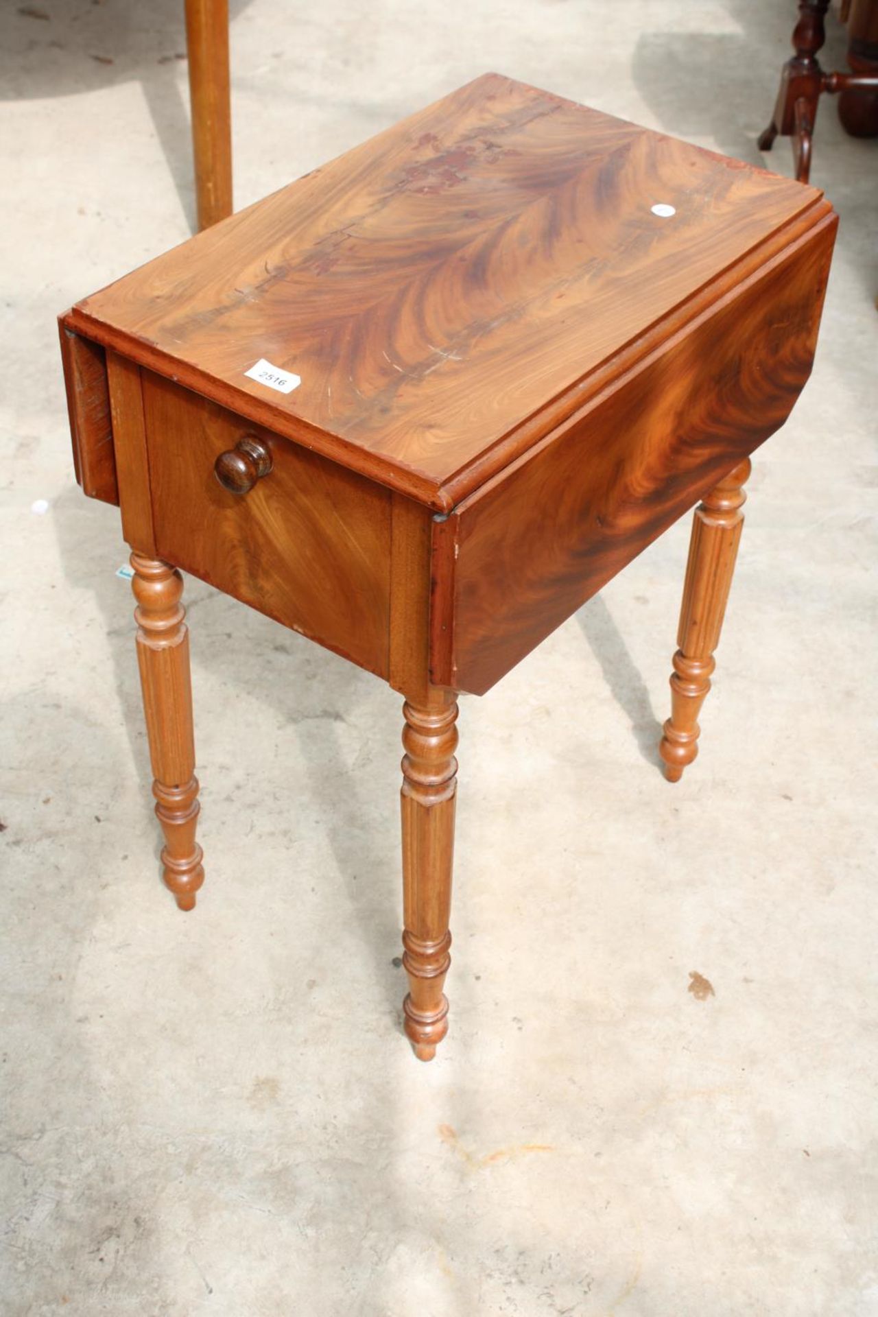 A 19TH CENTURY MAHOGANY WORK TABLE WITH 2 DRAWERS, SIDE CUPBOARD AND WORK BOX