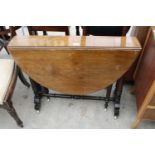 A VICTORIAN WALNUT SUTHERLAND TABLE 41.5" X 35" OPENED