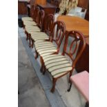 A SET OF SIX VICTORIAN STYLE HARDWOOD DINING CHAIRS