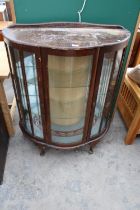 A MID 20TH CENTURY BOW FRONTED CHINA CABINET, 36" WIDE