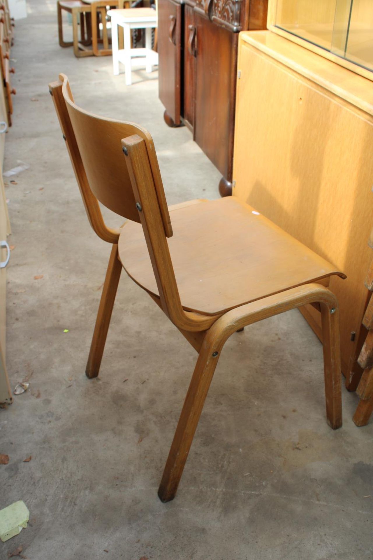 NINE BENTWOOD STACKING CHAIRS STAMPED N.C.L.E-P.O.L.Y - Image 3 of 4