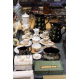 A MIXED LOT TO INCLUDE AN ORIENTAL STYLE COFFEE POT TOGETHER WITH CUPS AND SAUCERS, PLUS A AUTHENTIC