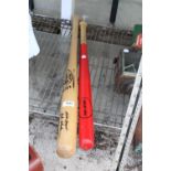 TWO VARIOUS WOODEN BASEBALL BATS