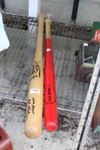 TWO VARIOUS WOODEN BASEBALL BATS