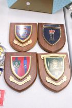 FOUR HARDWOOD MILITARY PLAQUES