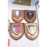 FOUR HARDWOOD MILITARY PLAQUES