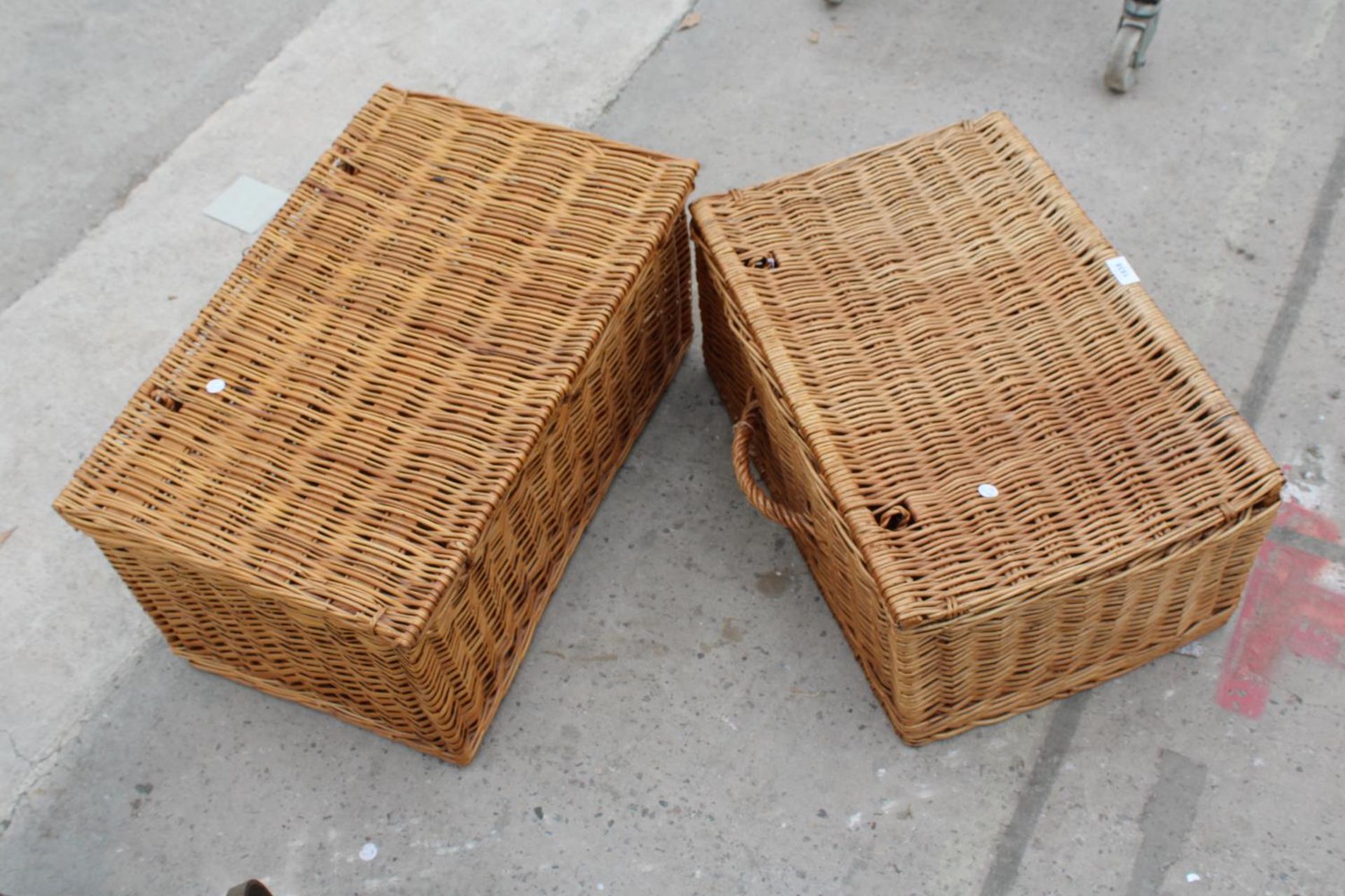 TWO WICKER HAMPER BASKETS