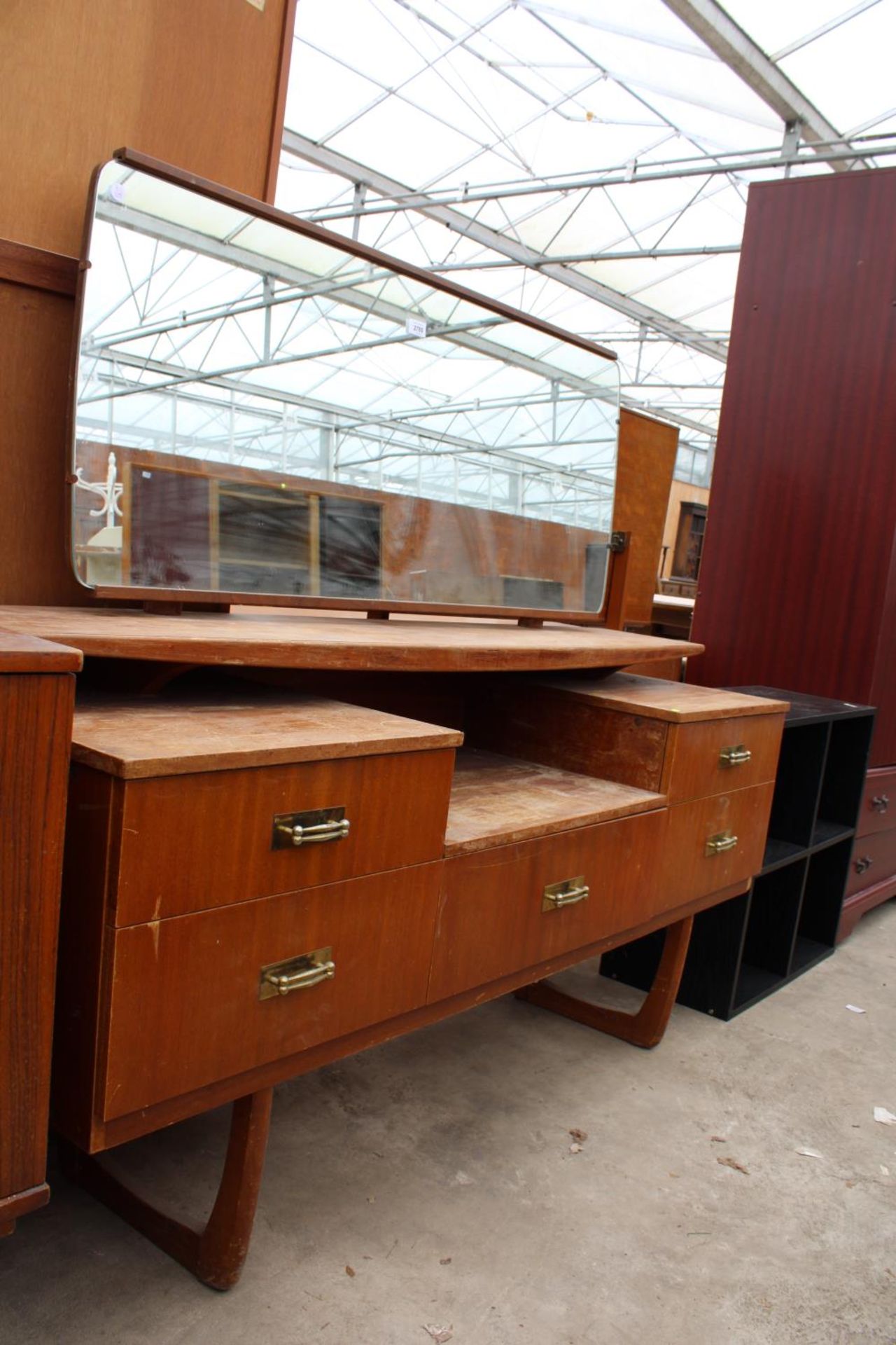 A RETRO TEAK ALBRO FURNITURE DRESSING TABLE, 57" WIDE - Image 2 of 3