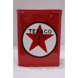 A RED 'TEXACO' STORAGE TIN