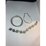 THREE VARIOUS SILVER BRACELETS