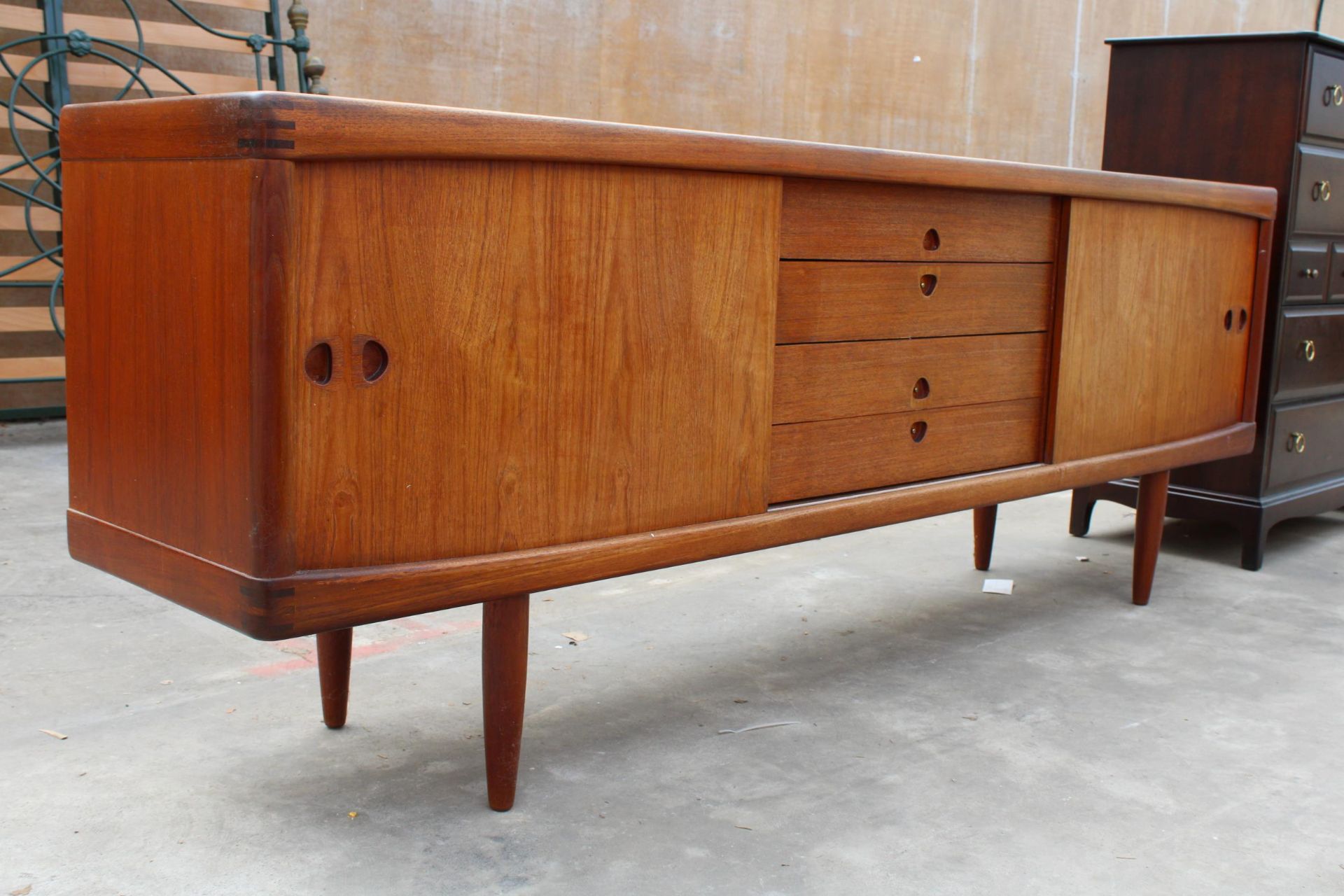 A BRAMIN OF DENMARK, MID CENTURY DANISH TEAK SIDEBOARD ENCLOSING TWO CUPBOARDS AND FOUR LONG - Image 2 of 10