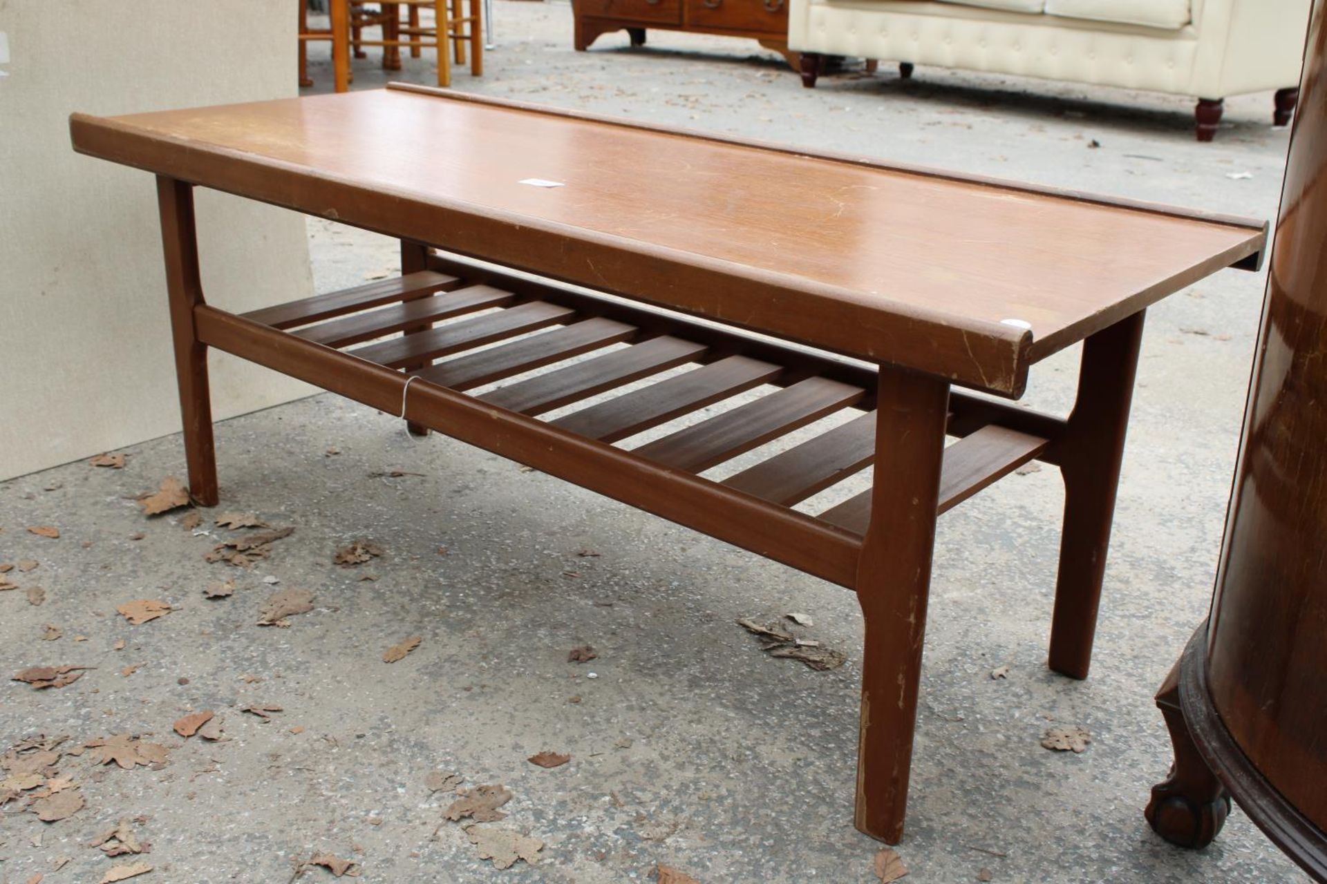 A RETRO TEAK TWO TIER COFFEE TABLE, 44" X 18" - Image 2 of 2