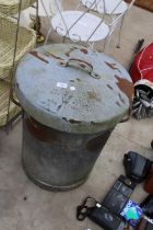 A GALVANISED DUSTBIN WITH LID