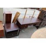 A STAG MINSTREL DRESSING TABLE, 60" WIDE AND BEDSIDE CHEST