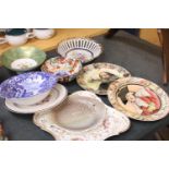 A COLLECTION OF PLATES AND BOWLS INCLUDING ROYAL DOULTON, KILN CRAFT, COPELAND ETC