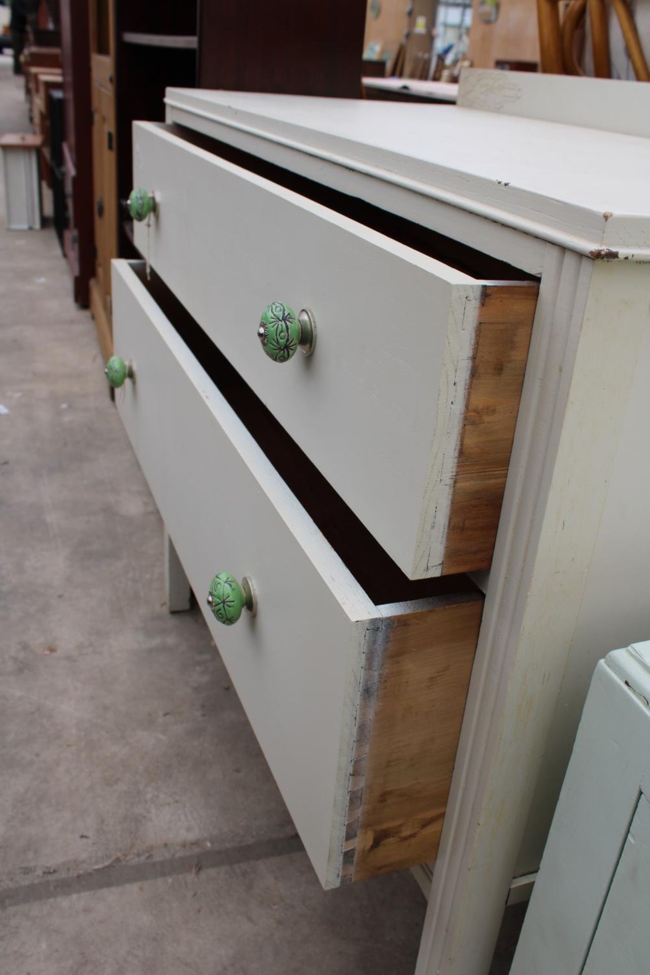 TWO MID 20TH CENTURY PAINTED CHESTS OF DRAWERS WITH MATCHING KNOBS, 36" WID EACH - Image 4 of 4
