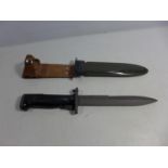 A U.S.M5 BAYONET AND SCABBARD, 17CM BLADE, LENGTH 32CM