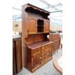 A MODERN PINE KITCHEN DRESSER WITH RACK, 49" WIDE