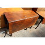 A 19TH CENTURY MAHOGANY DROP-LEAF DINING TABLE, 51" X 42" OPENED