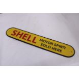 A CAST YELLOW SHELL SIGN, LENGTH 50CM