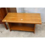 A RETRO TEAK EFFECT TWO TIER COFFEE TABLE