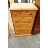 A MODERN PINE CHEST OF FIVE DRAWERS, 26" WIDE